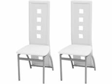 Lot de 2 chaises de salle à manger cuisine design contemporain synthétique blanc cds020190