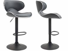Lot de 2 tabourets de bar design contemporain pieds en métal noir assise en synthétique gris 10_0000340
