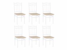 Lot de 6 chaises en hêtre clair avec pieds en fer blanc de style industriel, adaptées pour cuisine, salle à manger, salon
