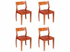 Lot de chaises de salle à manger 4 pcs bois d'acacia massif et sesham - brun - 45 x 45 x 80 cm