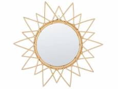 Miroir avec cadre en rotin en forme de soleil d 61