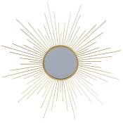 Miroir rond soleil métal doré 60cm