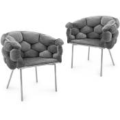 Mobilier Deco - miranda - Lot de 2 chaises design en velours gris et pieds argentés - Gris