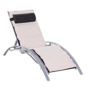Outsunny Chaise Longue Relax Blanche Dossier Ajustable