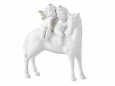 Paris prix - statuette design "cheval & 2 anges" 18cm blanc