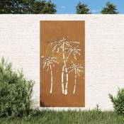 Plaque Tableau Décoration Murale Jardin : Palmier. En Corten - Rouille