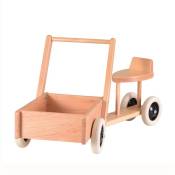 Porteur bébé avec chariot à pousser en bois fabriqué