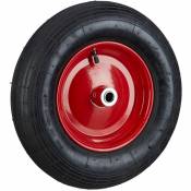 Roue de brouette caoutchouc 200 kg, roue de rechange sans axe, caoutchouc essieu 4.80 4.00-8, noir-rouge - Relaxdays