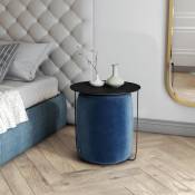Selsey Bout de canapé - GAZURE - bleu marine - en métal - avec pouf - moderne