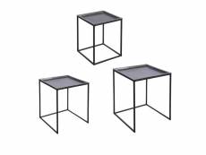 Set de 3 tables carrées plateaux amovibles noir