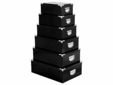 Set de 6 boîtes de rangement "uni" 48cm noir