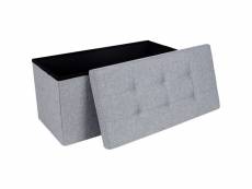 Songmics tissu tabouret pouf coffre boîte siège de rangement pliable gagner de l'espace gris clair 76 x 38 x 38 cm lsf47g