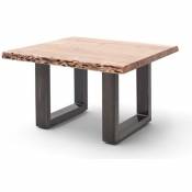 Table basse en bois d'acacia massif naturel et acier antique - L.75 x H.45 x P.75 cm -PEGANE-