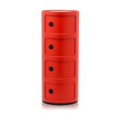 Table de chevet rouge 4 tiroirs Componibili - Kartell