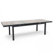 Table extensible en aluminium et céramique bois grisé