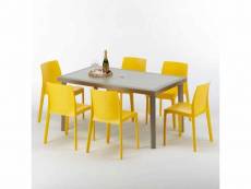 Table rectangulaire et 6 chaises poly rotin resine