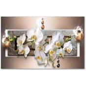Tableau graphique fleurs d'orchidées - 80x50 cm -