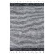 Tapis 100% coton bandes noir-gris-blanc 120x170