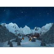 Toile de fond Paysage de montagne étoilé à led - 76 x 56 cm My Village Multicouleurs