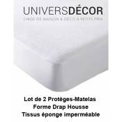 Univers Decor - Lot de 2 protèges matelas imperméable, absorbant et anti-acariens 90 x 190 cm - Blanc