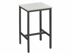 Vasagle table haute, table de bar carrée, cadre en acier, 60 x 60 x 92 cm, montage facile, pour cuisine, salon, style industriel, rustique blanc et no
