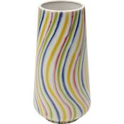 Vase cylindrique en grès multicolore H32
