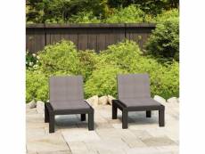 Vidaxl chaises de salon de jardin avec coussins 2 pcs plastique gris