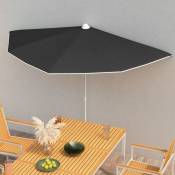 Vidaxl - Demi-parasol de jardin avec mât 180x90 cm Noir