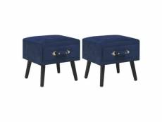 Vidaxl tables de chevet 2 pcs bleu 40x35x40 cm velours 276384
