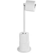 Wenko - Support Papier Toilette 2en1, Porte Papier Toilette et Dérouleur Papier Toilette, Acier, 21x55x17 cm, Blanc