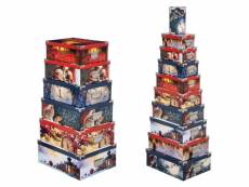 16 boîtes pour cadeaux de noël tradition - rouge et bleu