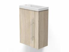 Aica meuble de salle de bain meuble de rangement sous vasque avec lavabo intégré bois clair 45cm à suspendre