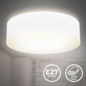 B.k.licht - plafonnier textile blanc, éclairage plafond design moderne & sobre, éclairage bureau, rond Ø38cm, 2 douilles E27, livré sans ampoules