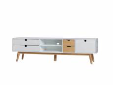 Bobochic meuble tv 180 cm nils blanc et bois clair