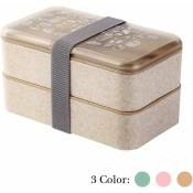 Boîte Bento Boîte Repas 2 Niveaux sans BPA avec Couverts Réutilisables Lunch Box Style Japonais pour Micro-Ondes Congélateur Lave-Vaisselle bento Box