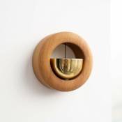 Ccykxa - Cloche de commerçant pour ouverture de porte - Teck doré (rond) - Carillon magnétique pour entreprise - Ornements de bureau uniques et