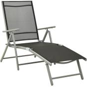 Chaise longue pliable Textilène et aluminium Noir