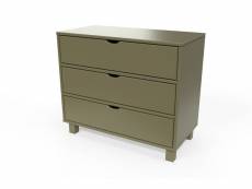 Commode bois 3 tiroirs cube taupe COMCUB-T