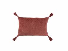 Coussin motifs rectangulaire coton terracotta rouge - l 60 x l 40 x h 3 cm