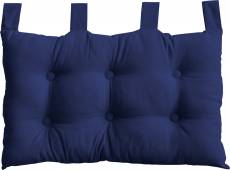 Coussin tête de lit en coton et pattes boutonnées - Bleu Marine - 70 x 45 cm