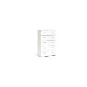 Dmora - Commode à cinq tiroirs avec poignées, couleur blanche, Dimensions 74 x 114 x 36 cm, avec emballage renforcé