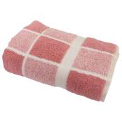 Drap de douche éponge à carreaux en coton rose pâle