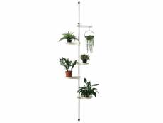 [en.casa] support de fleurs téléscopique porte-pot stand de plante métal et plastique réglable en hauteur entre 110 - 305 cm blanc