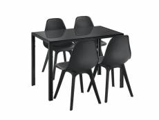 Ensemble de table et 4 chaises table de salle à manger avec 4 chaises métal bois plastique verre noir 03_0001663