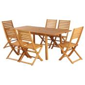 Ensemble table et chaises 6 places en bois FSC 120-180