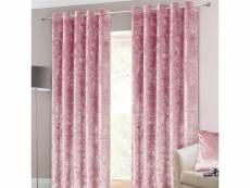 Homescapes rideaux à oeillets en velours martelé épais rose poudré, 167 x 182 cm SF2076E