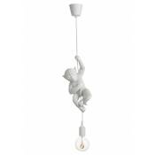 Jolipa - Lampe singe suspendue en résine blanc 16.5x12.5x96