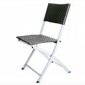 MAZHONG Tabourets Chaises pliantes fiables chaises d'ordinateur chaises portatives de bureau Chaire en plastique en rotin de loisirs extérieures (Coul