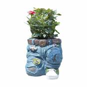 Merkmak - Pots De Fleurs En Resine Blue Jeans, Decoration De Jardin Creative, Ornements De Pots De Fleurs Bricolage S'Agenouiller