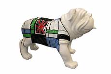 Meubletmoi Sculpture Dog Carreaux Bleu Vert et Drapeau Anglais - Statue décorative Design Contemporain - Lord Dog